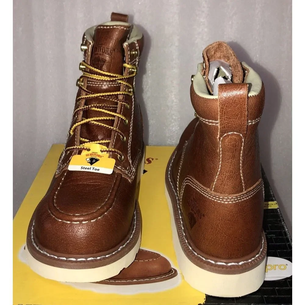 Herman Survivors Oakridge Brown Leather 6" Steel Toe Work Boots Men's Size 7 - Picture 4 of 16